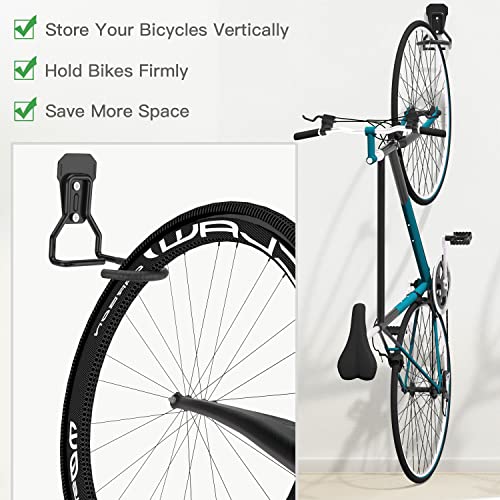 Housolution Bike Wall Mount with Fixed Hook, [6 Pack] Heavy Duty Bike Storage Rack, Bike Rack Vertical Stand for Garage - Easily Hang/Detach - with Screws Iron Bike Hanger Brackets