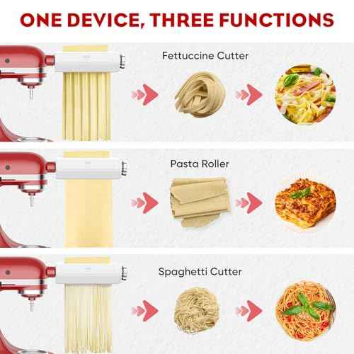 Pasta Attachment for Kitchenaid Stand Mixer, 3 in 1 set for Kitchenaid Pasta Attachment,Included Pasta Sheet Roller, Fettuccine Cutter, Spaghetti Cutter