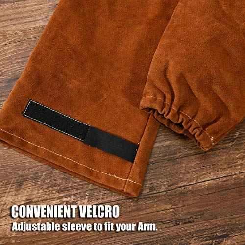 Leather Welding Work Sleeves for Men&Women - Heat&Flame Resistant Arm Protection with Kevlar Stitching and Cotton Lining