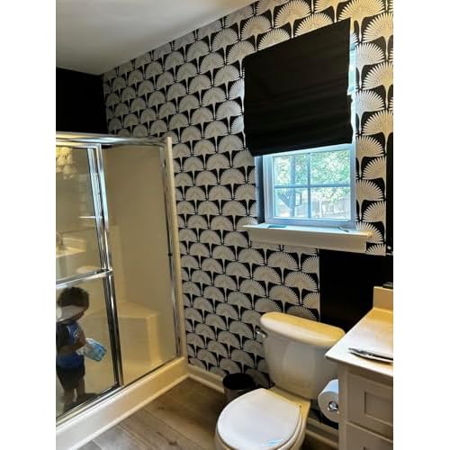 Black and White Wallpaper Self-Adhesive Film Black Feather Removable Peel and Stick Wallpaper Bedroom Furniture Countertop Shelf Contact Paper 17.71"x78.7"