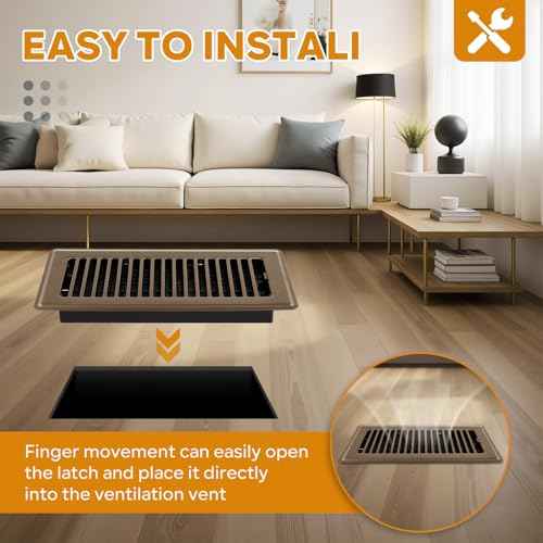 Floor Register 4x10, 12 Pack Brown Floor Vent Covers for Home Floor Heavy Duty Steel Walkable Floor Vents Air Vent Covers for Sidewall and Floor