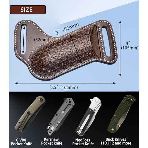 Knife Sheath,Thick Genuine Leather Knife Sheath for Belt,Fits Folding Pocket Knife Sheaths EDC Tool Holster