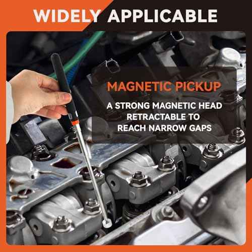 2 Pack Telescoping Magnet Pick-up Tool Set (16lb Pull Force) and LED Extendable Magnetic Pick Up Tools