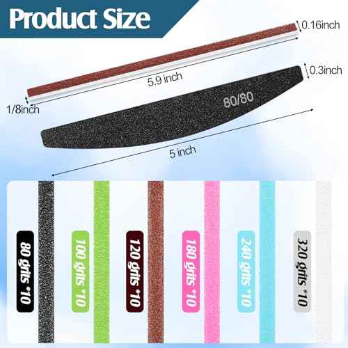 Honoson 70 Pcs Sanding Sticks Polishing Sticks Fine Sanding Twig Coded Abrasive Sand Twig for Plastic Model Assorted Metal and Wood Sand Tool Accessory for Craft(Low Grits Rating,Half Moon)