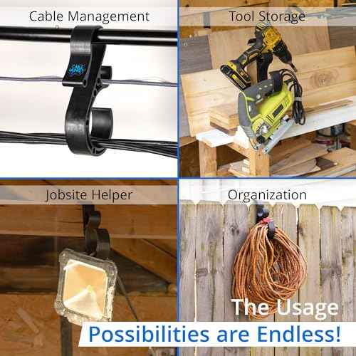 Cable Munkey-Heavy-Duty Hook for Cable Management, Storage for Tools, Hoses, Pipes, and More Easy to Install and Use, 2 Hooks in One, Perfect for Garage, Work Site, Office-Made in USA (2)