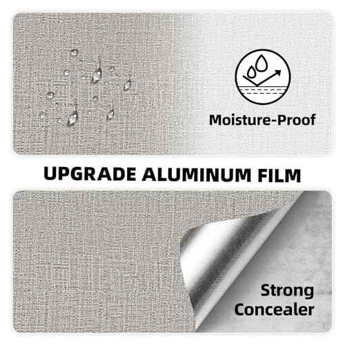 WADILE Wallpaper Peel and Stick for Cabinets and Removable Wall Paper, Texture Adhesive Removable Contact Paper for Bathroom Garage Living Room 78.7¡È ¡¿ 15.8¡È Light Grey