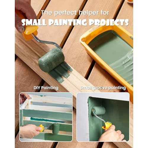 Voomey Foam Paint Roller, 2 Inch Mini Paint Roller Kit 12 Pack, Small Paint Rollers with Tray and Roller Frame for Touch Up Painting Wall, Door, Cabinet