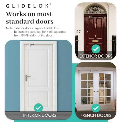 1 Pack ? GlideLok Child Safety Door Top Lock | for Interior & Exterior Doors | Lock & Unlock from Both Sides | Stop Kids, Pets, Dogs & Cats from Opening Doors