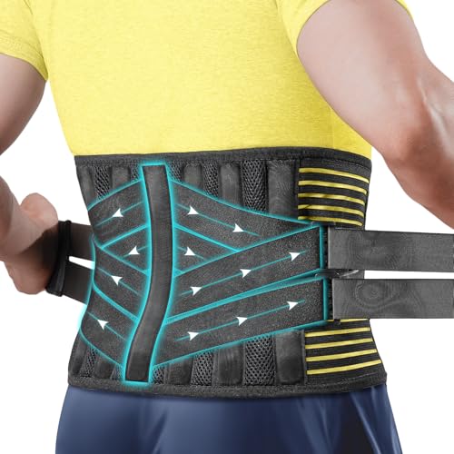 Back Brace for Men Women with 7 Bionic Metal Stays, Strong Support for Lower Back Pain Relief, Herniated Disc, Sciatica, Scoliosis, Work Back Support Belt for Heavy Lifting X-Large (45"-52")