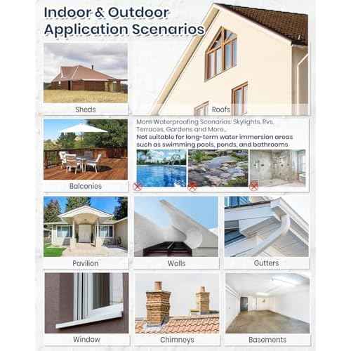 Transparent Waterproof Coating, TUFINEIN 1.32 Gallon Invisible Waterproof Agent Indoor & Outdoor Sealant Water-Based Clear Sealant Roofs, Walls, Garden, Terraces