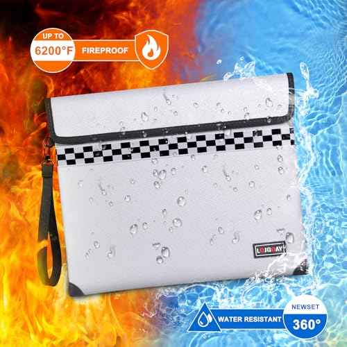 Upgraded Fireproof Document Bag - with 6200¡ÆF Heat Insulated, Fireproof Money Bag for Cashwith Fireproof Zipper, 9 Layers of Functional Materials, Water Fire Proof Bag Fireproof Bag (Silver, 13"x11")