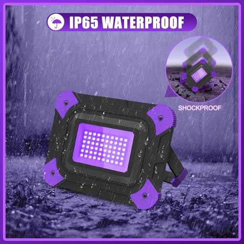 T-SUN Rechargeable Black Lights, Battery Powered Black Lights for Fishing Portable Blacklights for Glow Party Body Paint Fluorescent Poster Neon Party 4 Packs