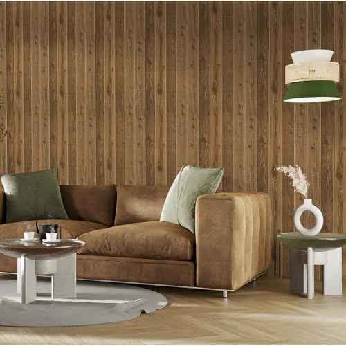 Hopeak Faux Wood Wallpaper Peel and Stick Self-Adhesive Vinyl Decorative Wallpaper Removable 17.5 x 118 Inches Dark Brown