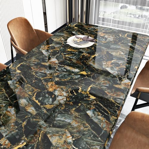 Glossy Black Gold Marble Contact Paper Peel and Stick for Countertops Black Marble Wallpaper Removable Countertop Contact Paper Waterproof for Kitchen Cabinets Backsplash Table 15.7"¡¿78.7"