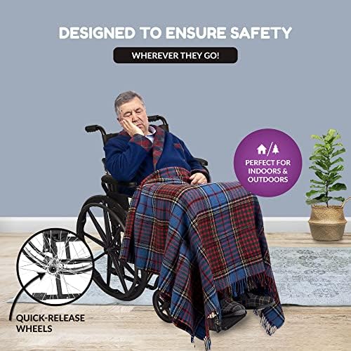 Ziggo 18” Seat Width Pediatric Wheelchair for Kids & Children, Lightweight, Manual Folding Wheelchair w/Safety Belt, Swing-Away Foot Support w/Straps, Desk Length Arm Rests