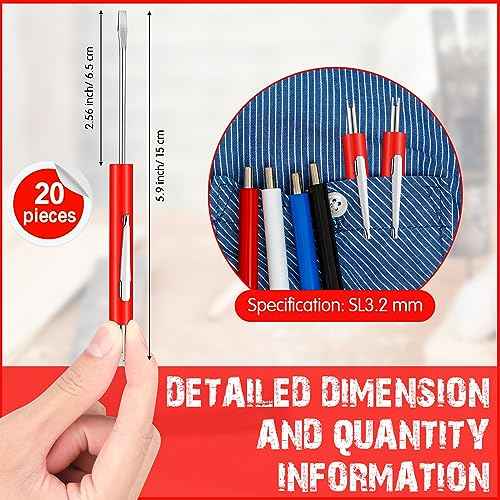 20 Pcs Pocket Screwdriver Double End Mini Screwdriver Set Dual-use Valve Core Removal Tool for Ring Doorbell Electricians Mechanicians Technicians Assemblers(Red)