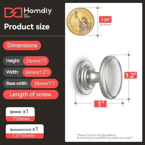 homdiy 25 Pack Brushed Nickel Cabinet Knobs Sliver Round Drawer Knob for Kitchen Cabinets Dresser Drawers Pulls Zinc Hardware Handle