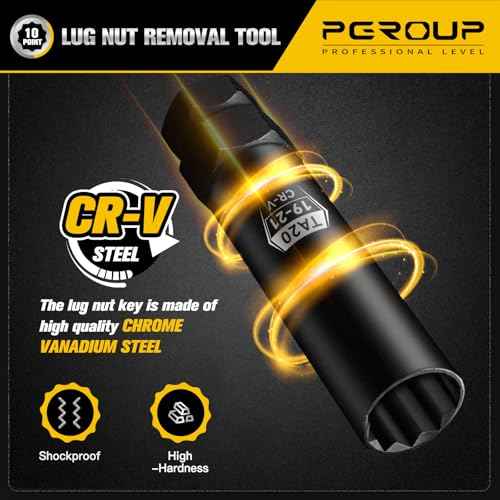 10 Spline Lug Nut Key, Lug Nut Socket Set For 3-Piece Pack Wheel Lock Removal Kit, Lug Nut Removal Tool Of TA20-17/19, TA20-19/21£¬TA23-21/22, Cr-V Steel, Wheel Replacement Key To Double-Hex Heads