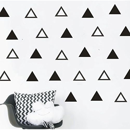 64PCS Vinyl Triangle Wall Decals, Removable Geometric Stickers for Kids Bedroom, Nursery or Living Room, Solid Hollow Tribal Pattern Easy Peel and Stick Decor AM162 (Black)