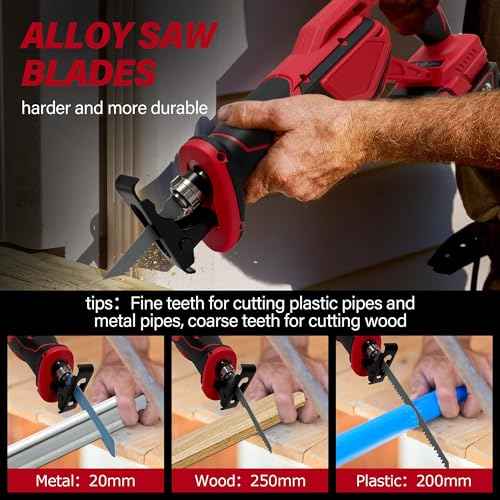 Cordless Reciprocating Saw Compatible MILWAUKEE 18V LI-ION Battery.Electric Sierra Rec?proca With Brushless Motor And 4 Blades¡¢Tools-Free Blades Install.0-3500RPM Recipro sawzall For Wood/Metal/PVC.