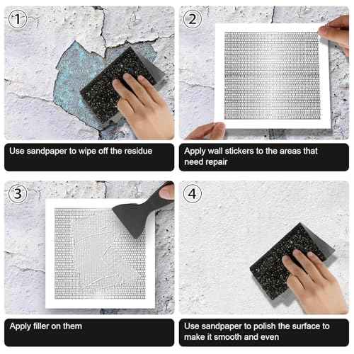10pcs Drywall Patches, 4x4 Inch Self Adhesive Wall Hole Repair Patches Dry Wall Patch Repair Kit Screen Patch Repair Kit for Broken Walls Repairing or Ceiling Filler