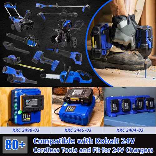 SAPBJ 2 Pack 24V 6.0Ah Battery for Kobalt, Compatible with Kobalt 24 Volt Max Cordless Power Tool Model KB624-03 KB524-03 KB424-03 KB224-03 KB124-03 0673802 1051230 Lithium-ion Replacement Bateria