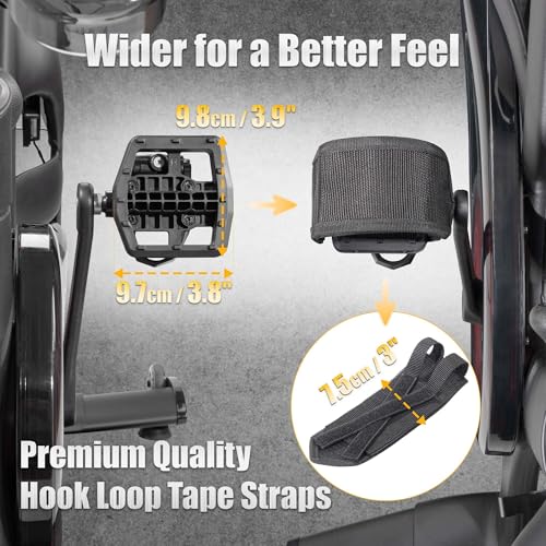 CyclingDeal Strap-in Platform Pedals - Compatible with Peloton Pedals for Peloton Bike & Bike + Anti-Skid Grips Peloton Pedal Converter Peloton Accessories - Ride with Sneakers