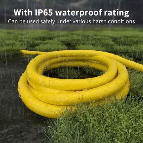 HUANCHAIN 12/3 25ft 2 Pack Heavy Duty Outdoor Extension Cord 25 ft Waterproof with Lighted end, Flexible Cold-Resistant 3 Prong Electric Cord Outside, 15Amp 1875W 12AWG SJTW, Yellow, ETL