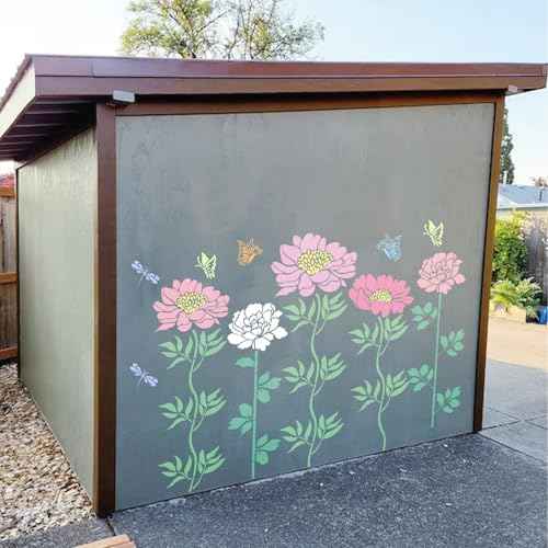 Large Flower Fence Stencils for Painting Outdoors Garden Extra Fence Peony Lace Floral Stencil Templates on Wood Furniture Wall Mural (fence10)