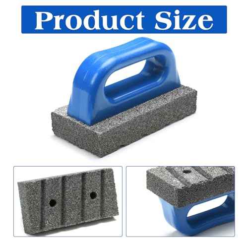 Wenqik 2 Pcs Rub Brick with Handle Concrete 20 Grit Masonry Tools Smoothing Cleaning Removing Marks Tool(Blue)