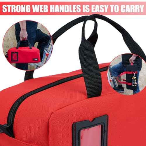 MELOTOUGH Canvas Tool Bags 14 Inch Tool Tote Bag with Zipper Heavy Duty Portable Tool Bag Organizer for Electrician,Technician,Mechanic(Black&Red)