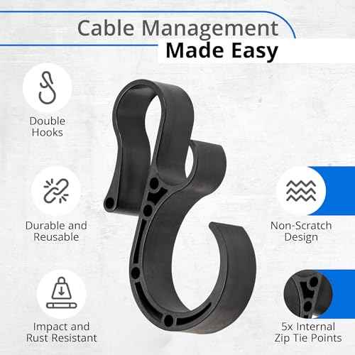 Cable Munkey-Heavy-Duty Hook for Cable Management, Storage for Tools, Hoses, Pipes, and More Easy to Install and Use, 2 Hooks in One, Perfect for Garage, Work Site, Office-Made in USA (2)