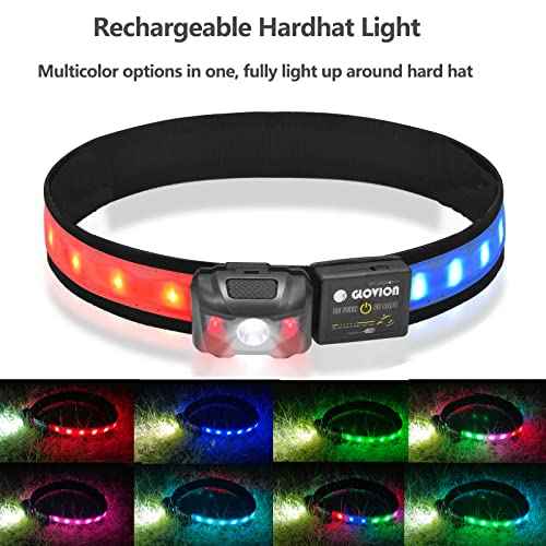 USB Rechargeable LED Hard Hat Light, Lightweight Helmet Light Color Changeable, 17 Ligh Modes Compatible with Industrial or Construction Hard Hat/Helmet for Safety Purpose - Multicolor