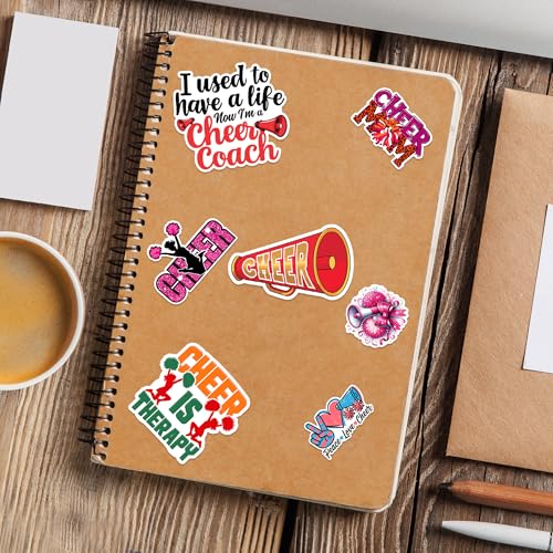 Cheerleader Stickers 50 Pieces Vinyl Waterproof Decal for Laptop Water Bottle Phone Car Window Guitar Stakeboard Scrapbook Sticker Cheerleading Gifts