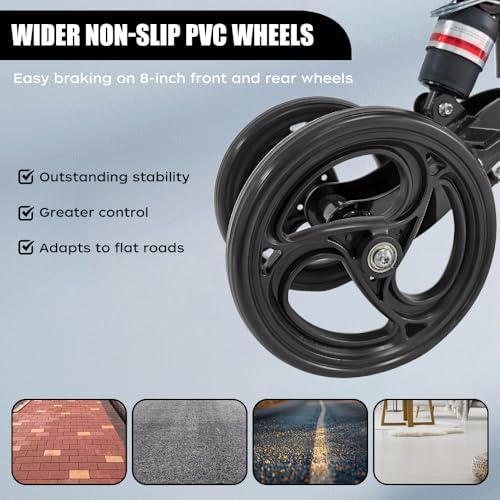 Knee Scooter,Economical Foldable Steerable Knee Walker,for Adults Foot Surgery,Injured Ankle Recovery Scoote(Black-Standard Version)