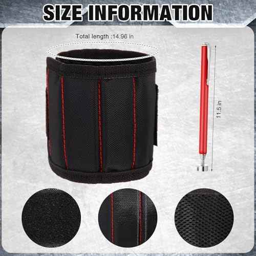 10 Pcs Magnetic Trays Set Includes 8 Round and Rectangular Magnet Tool Tray 1 Pair Black Magnetic Wristband and 1 Magnetic Pickup Tool for Parts Socket Screw Nut Bolt Mechanic and Automotive