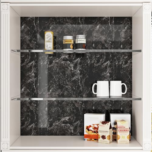 Black Marble Contact Paper Peel and Stick Countertops 15.8"x78.7" Decorative Wallpaper Waterproof Black Contact Paper for Countertops Removable Wallpapers Marble Vinyl Film for Cabinets Shelf Liner