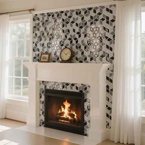 Art3d 10-Sheet Peel and Stick Backsplash Tiles, 12x12 Inch Self-Adhesive 3D Wall Tiles for Kitchen, Bathroom, Countertop - Thickened Waterproof Design (White & Black)