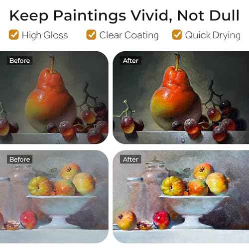 Nicpro Gloss Varnish for Acrylic Painting 4oz, Non-Yellowing, Non-Toxic, Anti-Crazing, Clear Acrylic Varnish for Pro Artist, Hobby Painter on Canvas Artwork, Acrylics Paint, Wood, High Gloss Finish