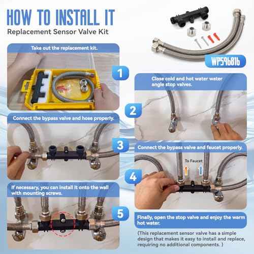 Sensor Valve for Hot Water Recirculating Pump System, Compatible with Tank Water Heaters Only, Includes 12" Supply Lines & 1/2" Adapters