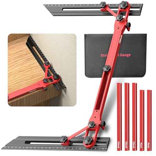 2025 New Upgrade Stair Tread Template Tool, 72¡° Adjustable Length Stair Tread Measuring Tool,Stair Tread Jig for Measuring Stairs,Riser,Stair Gauge Tool Perfect for Carpenters & DIY Projects