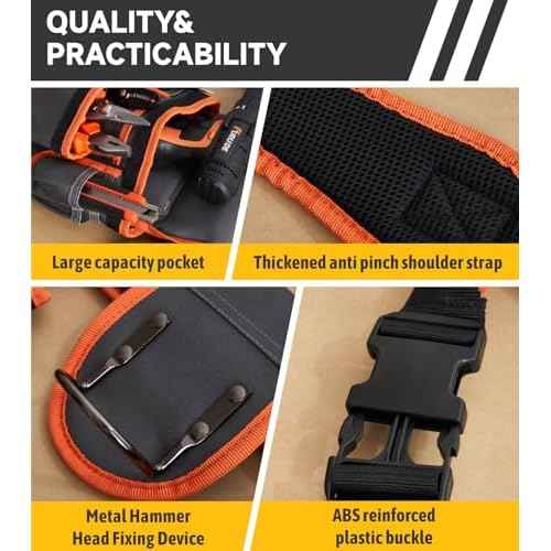 New Tool Belts for Men, Professional Morrales de Construccion, Tool Belt Suspenders Made of 1680D Polyester Fiber, Suitable for Electricians, Carpenters, etc