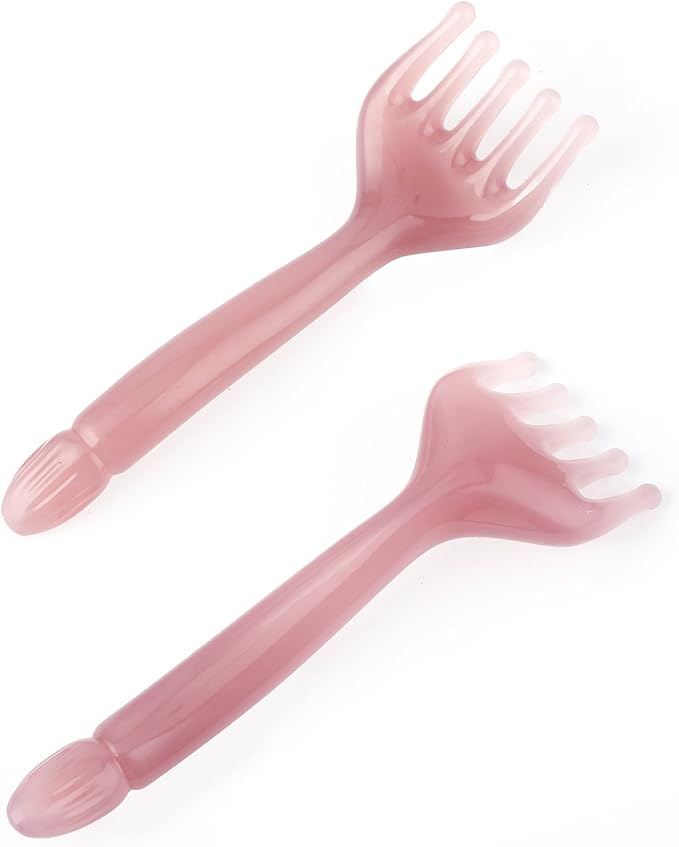2Pcs Head Massager Manual Hair Scalp Massager Gua Sha Five Claw Massage Tool Comb Portable Handheld Resin Relax Tool for Father's Day Mother's Day Gifts (Pink Purple)