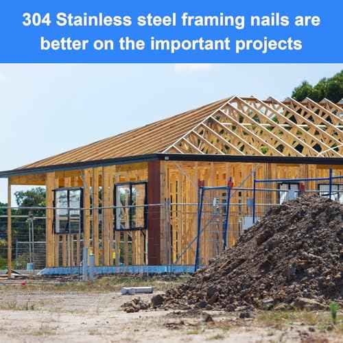 Framing Nails 304 Stainless Steel 21¡Æ Full Round Head Nail 21 Degree Ring Shank Nail for Pneumatic, Electric 21 degree Framing Nailer (2 inch (250 pcs))
