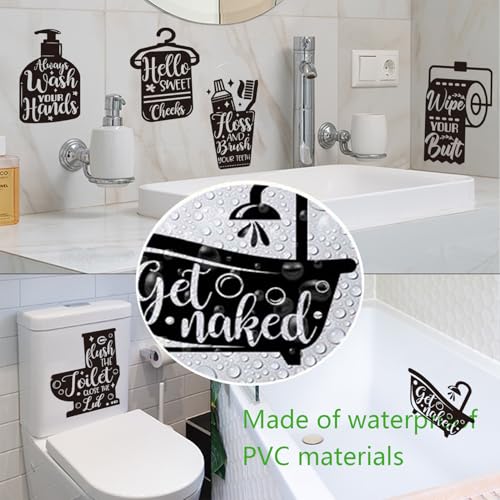 DIY Bathroom Decor Wall Stickers, Bathroom Signs Wall Decals Wall Decor, Easy to Peel and Stick Room Door Signs Art Decal for Kids Bathrooms Home Decoration (Funny Quotes)