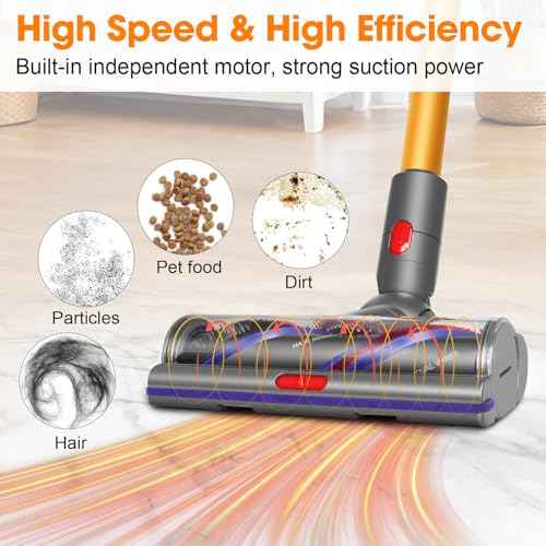 Upgrade V11 V15 High Torque Vacuum Head Replacement for Dyson V8 V10 V15 V7 Cleaner Head Brush Anti-Tangle Adjustable Suction Power Motorhead Attachment Replace Part for Dyson Accessories