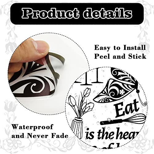 Large Kitchen Wall Decals Dining Room Quotes Wall Stickers The Kitchen is The Heart of Home Sign Decor Word Saying Lettering Wall Decals Butterfly Coffee Cup Sticker for Family Home Restaurant Decor