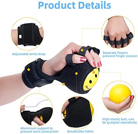Anti-spasticity Ball Splint Hand Finger for Hand Stroke Hemiplegia Finger Recovery Spasm Dystonia Hemiplegia Finger Training Hand Functional Impairment for Children and Men and Women (Medium)