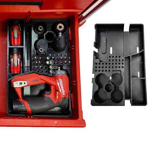 Tidy Tool Insert for Milwaukee M12 Installation Drill 2505-20 ? Reversible Liner for Packout 2-Drawer, 3-Drawer & Multi-Depth Drawers ? Organizer Only