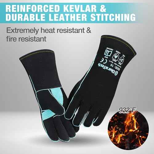 DURATECH Welding Gloves, 16¡ÈLong Sleeve Fireplace Gloves with Kevlar Stitching, 932¢µ Heat/Fire Resistant Cow Leather Gloves, Carbon Fiber Lining, for Mig, Tig, Stick, Forge, BBQ, Grill, Fireplace